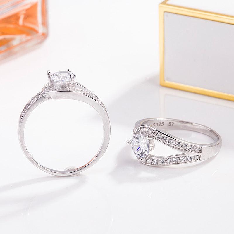 Button Moissanite Diamond Ring - Ericjewelry - ericjewelry - Silver Rings - Button, Moissanite Diamond, RINGS, Round shape, Silver, Size - Ericjewelry -