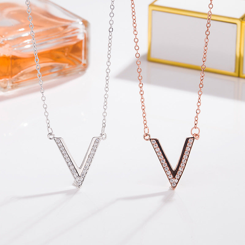 V-shaped Sterling Silver Necklace - Ericjewelry - ericjewelry - Silver Necklace - Necklace, Rose Gold, Silver, V-shaped, White Gold - Ericjewelry -