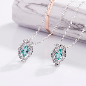 Horse's Eye Light Blue Diamond Necklace - Ericjewelry - ericjewelry - Silver Necklace - Blue, Marquise, Necklace, Silver - Ericjewelry -
