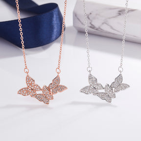 Three Butterflies Pendant Necklace - Ericjewelry - ericjewelry - Silver Necklace - Buttefly, Necklace, Rose Gold, Silver, White Gold - Ericjewelry -
