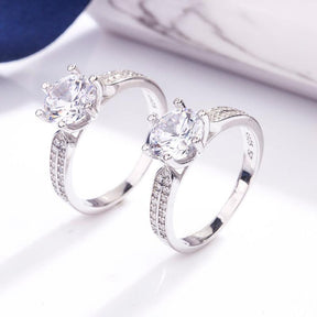 Starlight Moissanite Diamond Sterling Silver Ring - Ericjewelry - ericjewelry - Silver Rings - Moissanite Diamond, RINGS, Round shape, Silver, Size, Starligh, White - Ericjewelry -