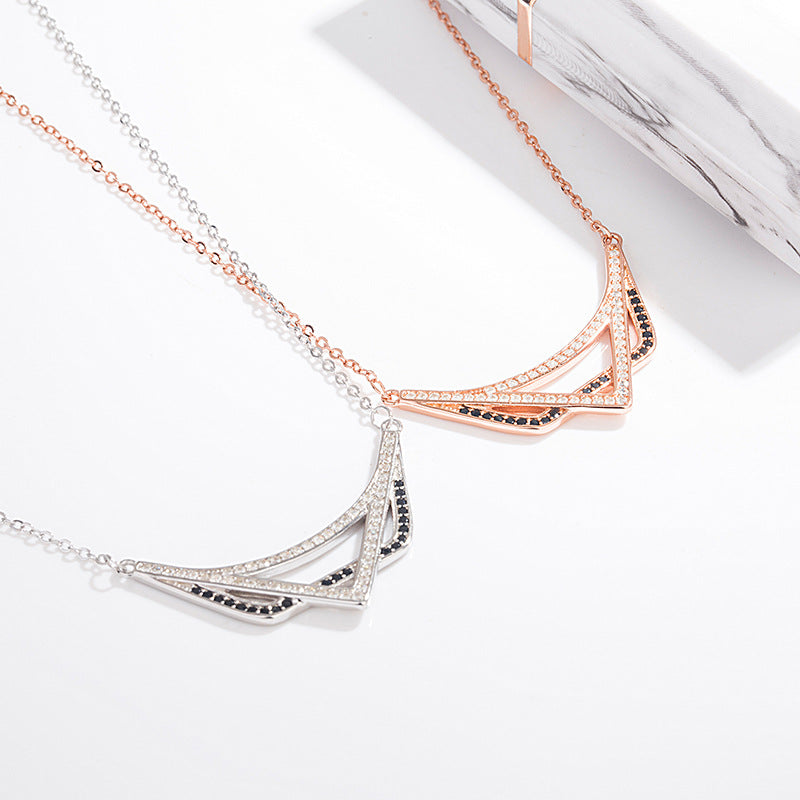 Triangle Sterling Silver Necklace - Ericjewelry - ericjewelry - Silver Necklace - Geometric shapes, Necklace, Rose Gold, Silver, Triangle, White Gold - Ericjewelry -