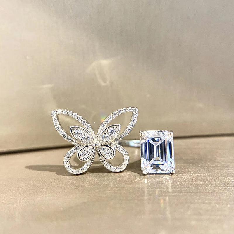 Butterfly Diamond Ring - Ericjewelry - ericjewelry - Silver Rings - buttefly, Emerald, High Carbon Diamonds, Resizable, RINGS, Silver - Ericjewelry -
