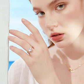 2ct Moissanite Diamond Stackable Sterling Silver Ring - Ericjewelry - ericjewelry - Silver Rings - Moissanite Diamond, RINGS, Round shape, Silver, Size, Stackable - Ericjewelry -