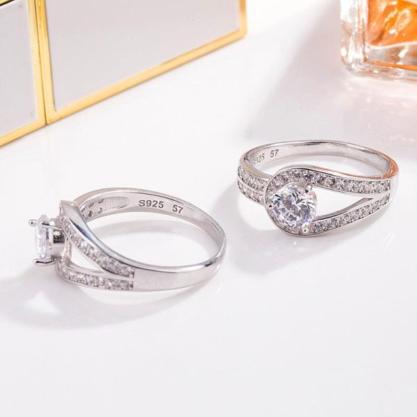 Button Moissanite Diamond Ring - Ericjewelry - ericjewelry - Silver Rings - Button, Moissanite Diamond, RINGS, Round shape, Silver, Size - Ericjewelry -