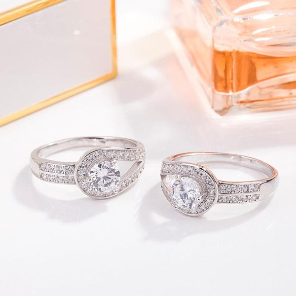 Button Moissanite Diamond Ring - Ericjewelry - ericjewelry - Silver Rings - Button, Moissanite Diamond, RINGS, Round shape, Silver, Size - Ericjewelry -