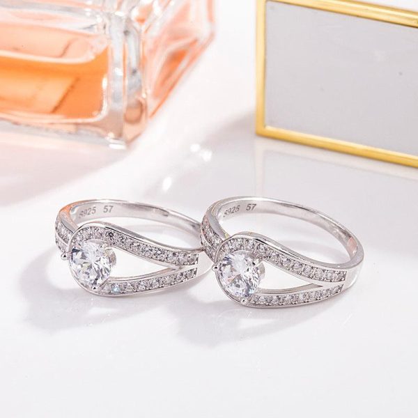 Button Moissanite Diamond Ring - Ericjewelry - ericjewelry - Silver Rings - Button, Moissanite Diamond, RINGS, Round shape, Silver, Size - Ericjewelry -