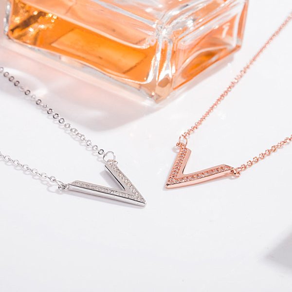 V-shaped Sterling Silver Necklace - Ericjewelry - ericjewelry - Silver Necklace - Necklace, Rose Gold, Silver, V-shaped, White Gold - Ericjewelry -