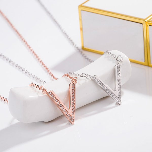 V-shaped Sterling Silver Necklace - Ericjewelry - ericjewelry - Silver Necklace - Necklace, Rose Gold, Silver, V-shaped, White Gold - Ericjewelry -