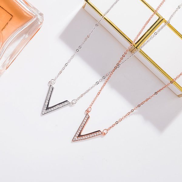 V-shaped Sterling Silver Necklace - Ericjewelry - ericjewelry - Silver Necklace - Necklace, Rose Gold, Silver, V-shaped, White Gold - Ericjewelry -