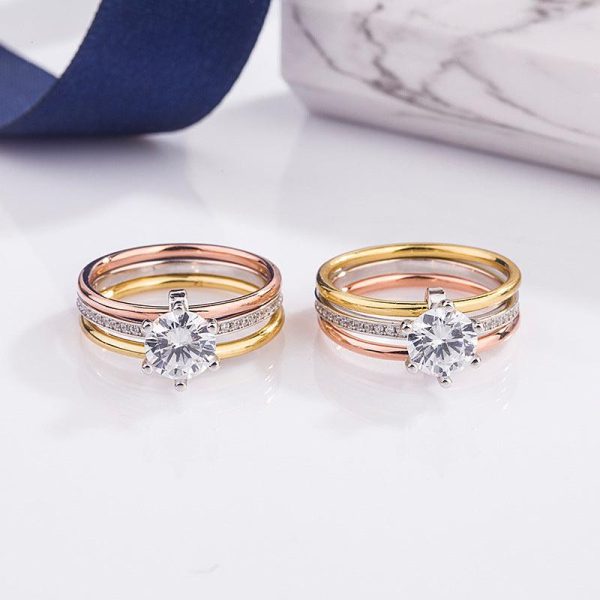 2ct Moissanite Diamond Stackable Sterling Silver Ring - Ericjewelry - ericjewelry - Silver Rings - Moissanite Diamond, RINGS, Round shape, Silver, Size, Stackable - Ericjewelry -