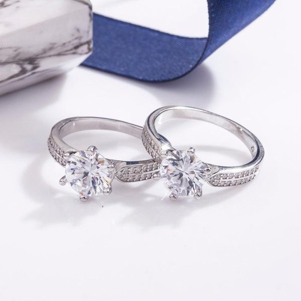Starlight Moissanite Diamond Sterling Silver Ring - Ericjewelry - ericjewelry - Silver Rings - Moissanite Diamond, RINGS, Round shape, Silver, Size, Starligh, White - Ericjewelry -