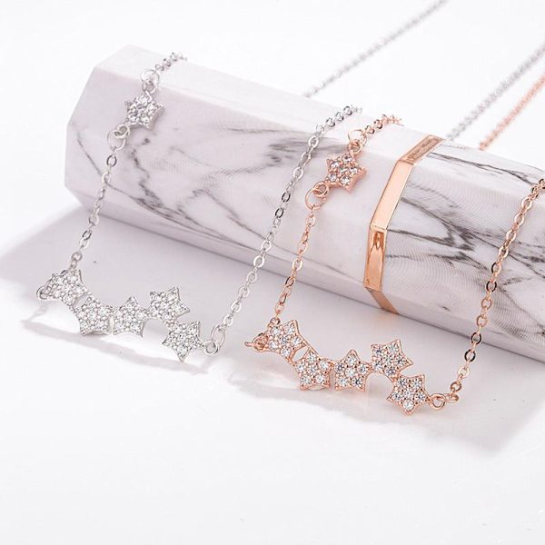 Five Star Sterling Silver Pendant Necklace - Ericjewelry - ericjewelry - Silver Necklace - Necklace, Silver - Ericjewelry -
