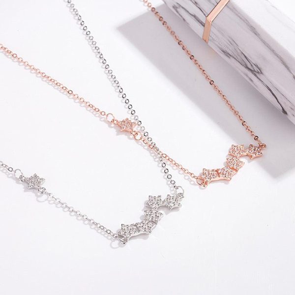 Five Star Sterling Silver Pendant Necklace - Ericjewelry - ericjewelry - Silver Necklace - Necklace, Silver - Ericjewelry -