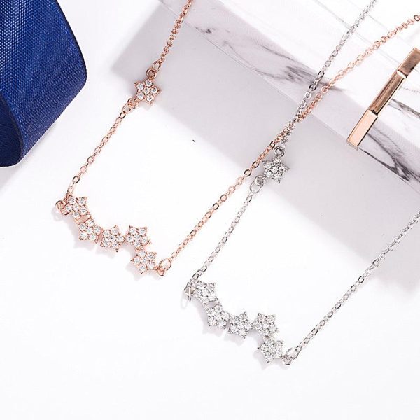 Five Star Sterling Silver Pendant Necklace - Ericjewelry - ericjewelry - Silver Necklace - Necklace, Silver - Ericjewelry -