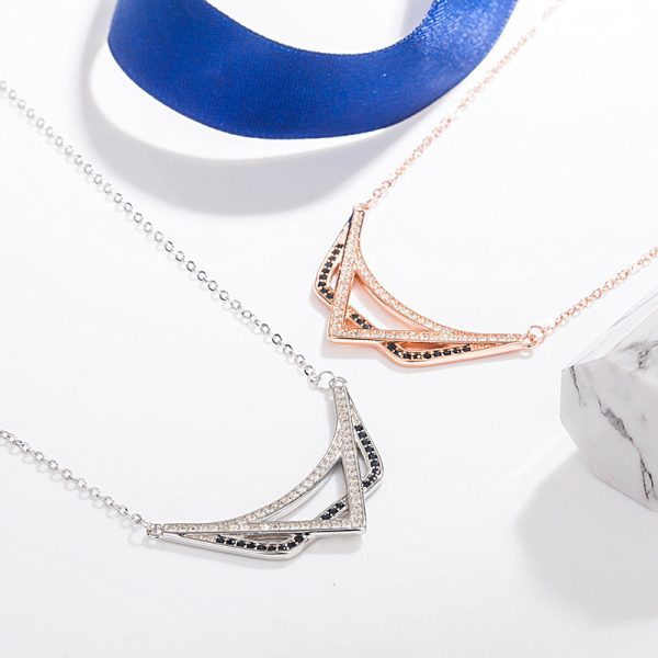 Triangle Sterling Silver Necklace - Ericjewelry - ericjewelry - Silver Necklace - Geometric shapes, Necklace, Rose Gold, Silver, Triangle, White Gold - Ericjewelry -