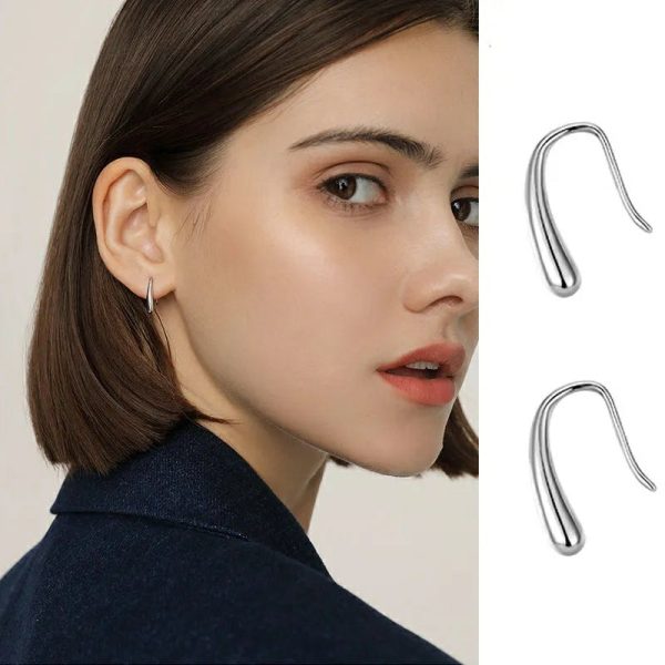 Water Drop Minimalist Earrings in Sterling Silver - Ericjewelry - ericjewelry - Silver Earrings - Earring, Silver, Water Drop - Ericjewelry -