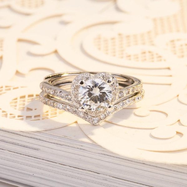 Heart Shaped Stackable Zirconia Sterling Silver Ring - Ericjewelry - ericjewelry - Silver Rings - Resizable, RINGS, Round shape, Silver, Zirconia - Ericjewelry -