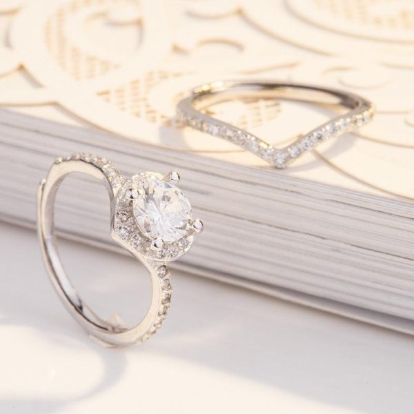 Heart Shaped Stackable Zirconia Sterling Silver Ring - Ericjewelry - ericjewelry - Silver Rings - Resizable, RINGS, Round shape, Silver, Zirconia - Ericjewelry -