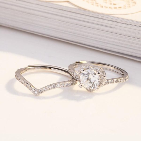 Heart Shaped Stackable Zirconia Sterling Silver Ring - Ericjewelry - ericjewelry - Silver Rings - Resizable, RINGS, Round shape, Silver, Zirconia - Ericjewelry -
