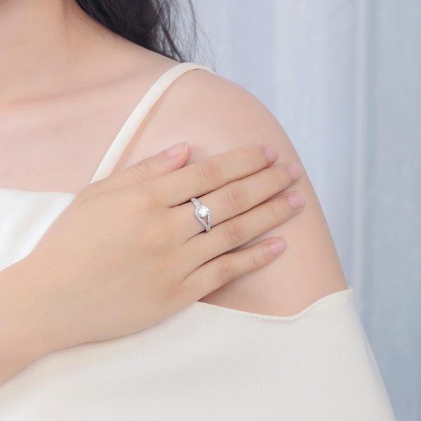 Button Moissanite Diamond Ring - Ericjewelry - ericjewelry - Silver Rings - Button, Moissanite Diamond, RINGS, Round shape, Silver, Size - Ericjewelry -