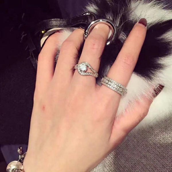 Button Moissanite Diamond Ring - Ericjewelry - ericjewelry - Silver Rings - Button, Moissanite Diamond, RINGS, Round shape, Silver, Size - Ericjewelry -