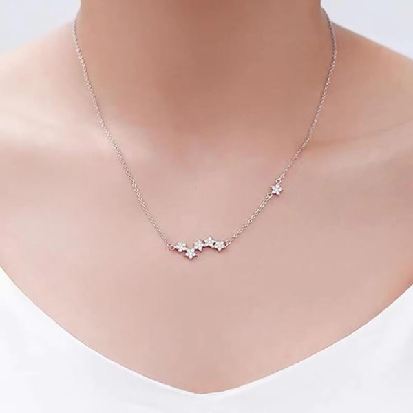 Five Star Sterling Silver Pendant Necklace - Ericjewelry - ericjewelry - Silver Necklace - Necklace, Silver - Ericjewelry -