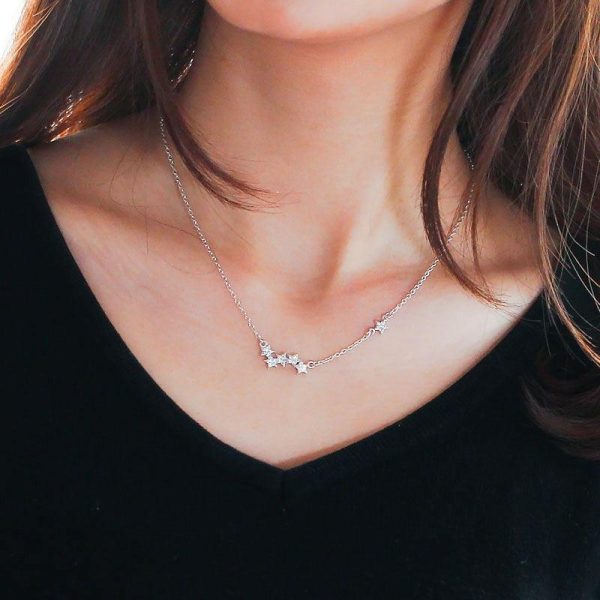 Five Star Sterling Silver Pendant Necklace - Ericjewelry - ericjewelry - Silver Necklace - Necklace, Silver - Ericjewelry -