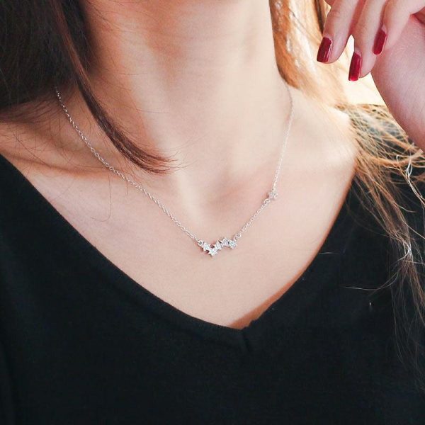 Five Star Sterling Silver Pendant Necklace - Ericjewelry - ericjewelry - Silver Necklace - Necklace, Silver - Ericjewelry -