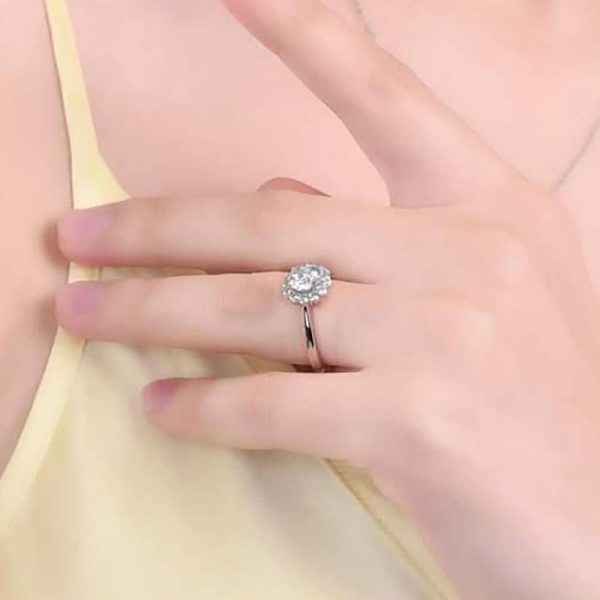 Floral Sterling Silver Diamond Ring - Ericjewelry - ericjewelry - Silver Rings - Flowers, RINGS, Round shape, Silver, Size, White, Zircon - Ericjewelry -