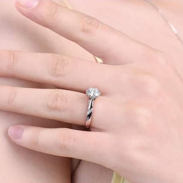 Floral Sterling Silver Diamond Ring - Ericjewelry - ericjewelry - Silver Rings - Flowers, RINGS, Round shape, Silver, Size, White, Zircon - Ericjewelry -
