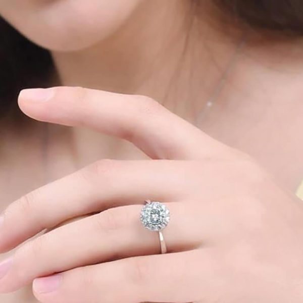 Floral Sterling Silver Diamond Ring - Ericjewelry - ericjewelry - Silver Rings - Flowers, RINGS, Round shape, Silver, Size, White, Zircon - Ericjewelry -