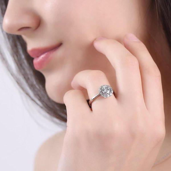 Floral Sterling Silver Diamond Ring - Ericjewelry - ericjewelry - Silver Rings - Flowers, RINGS, Round shape, Silver, Size, White, Zircon - Ericjewelry -
