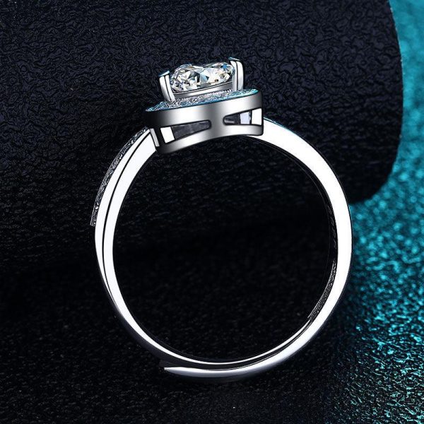 1ct Pear Diamond Sterling Silver Ring - Ericjewelry - ericjewelry - Silver Rings - Moissanite Diamond, Pear, Resizable, RINGS, Silver, White - Ericjewelry -