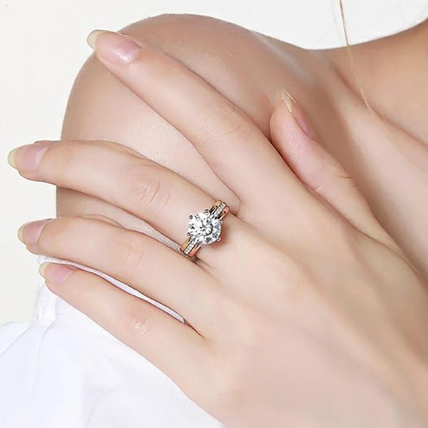 2ct Moissanite Diamond Stackable Sterling Silver Ring - Ericjewelry - ericjewelry - Silver Rings - Moissanite Diamond, RINGS, Round shape, Silver, Size, Stackable - Ericjewelry -