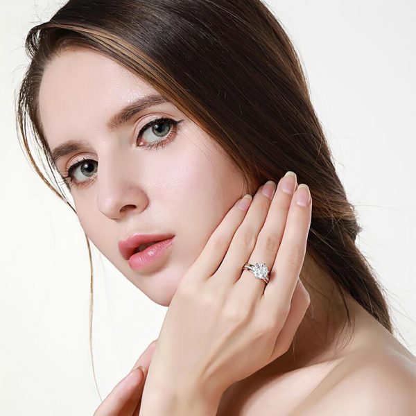 2ct Moissanite Diamond Stackable Sterling Silver Ring - Ericjewelry - ericjewelry - Silver Rings - Moissanite Diamond, RINGS, Round shape, Silver, Size, Stackable - Ericjewelry -