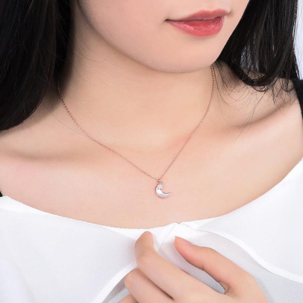 Star and Moon Sterling Silver Necklace - Ericjewelry - ericjewelry - Silver Necklace - lunar shape, Necklace, Silver, Star-shaped - Ericjewelry -