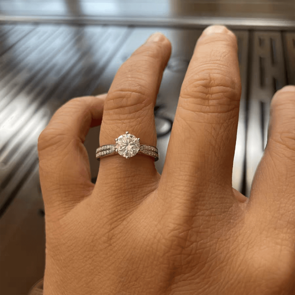 Starlight Moissanite Diamond Sterling Silver Ring - Ericjewelry - ericjewelry - Silver Rings - Moissanite Diamond, RINGS, Round shape, Silver, Size, Starligh, White - Ericjewelry -