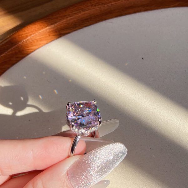 Sterling Silver Pink Diamond Ring - Ericjewelry - ericjewelry - Silver Rings - High Carbon Diamonds, pink, RINGS, Round shape, Silver, Size - Ericjewelry -