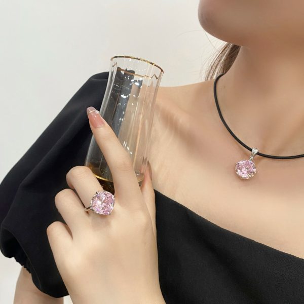 Sterling Silver Pink Diamond Ring - Ericjewelry - ericjewelry - Silver Rings - High Carbon Diamonds, pink, RINGS, Round shape, Silver, Size - Ericjewelry -