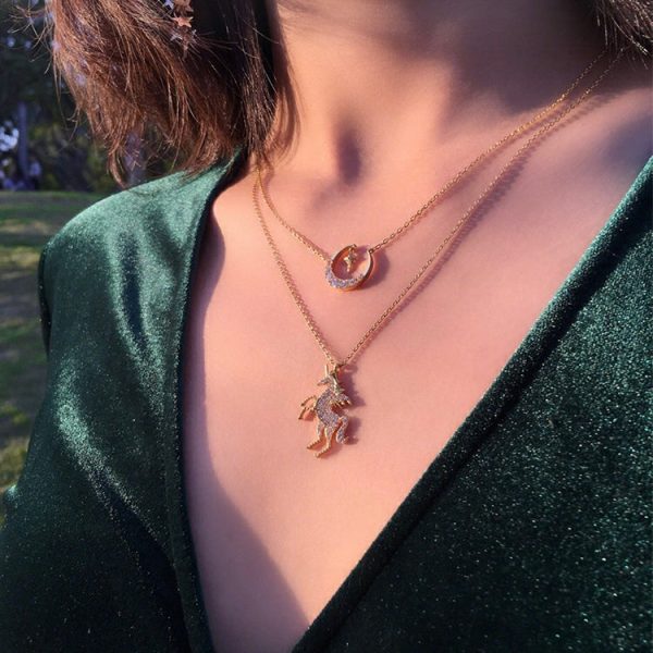 Sterling Silver Unicorn Moon Necklace - Ericjewelry - ericjewelry - Silver Necklace - crescent-shaped, Necklace, Silver, Unicorn - Ericjewelry -